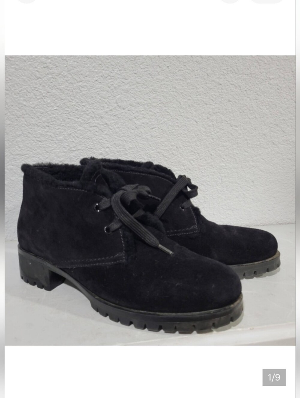Prada Suede and Shearling Ankle Boots Size EU 39 / US 8.5 Black